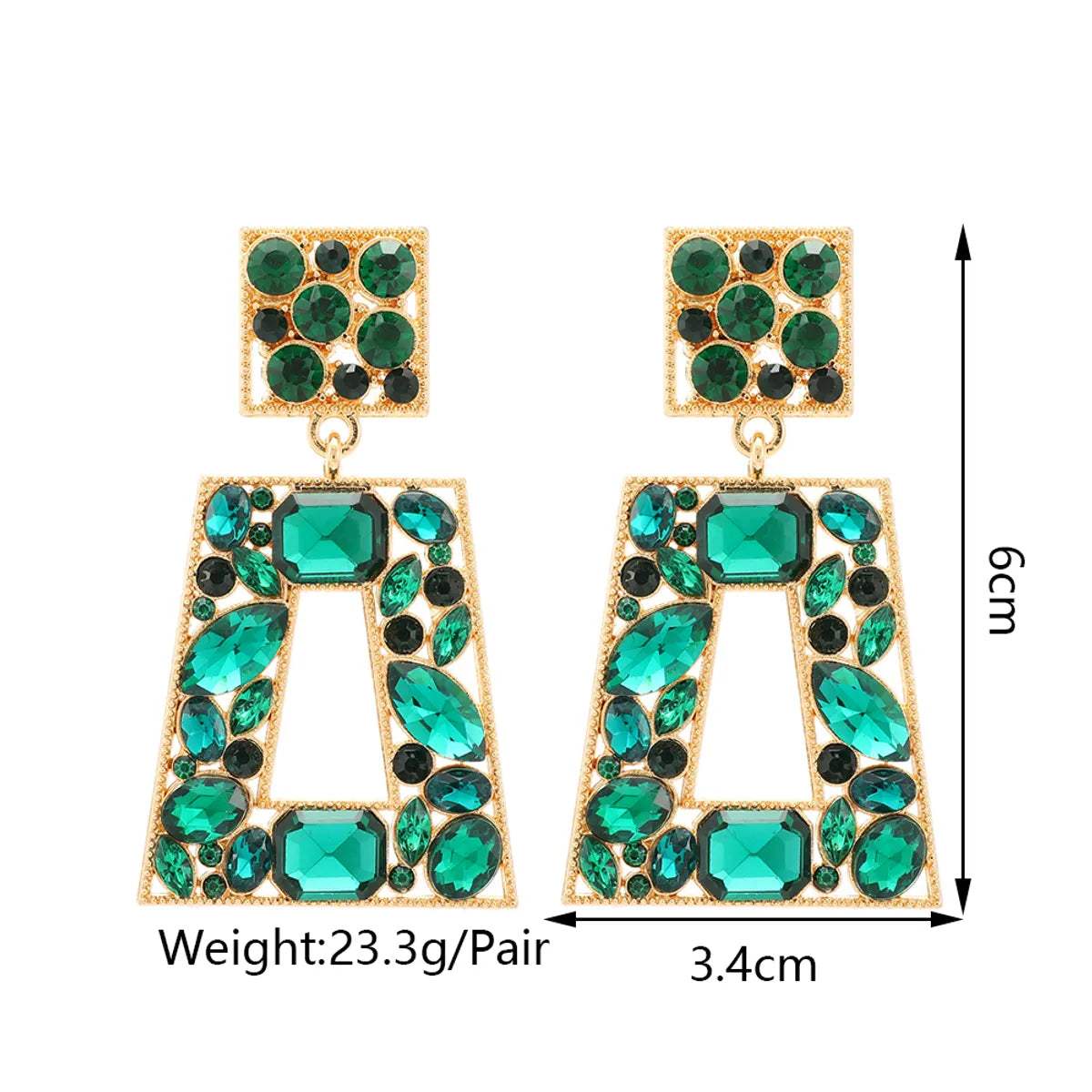 1 Pair Retro Lady Simple Style Trapezoid Plating Alloy Artificial Gemstones Drop Earrings