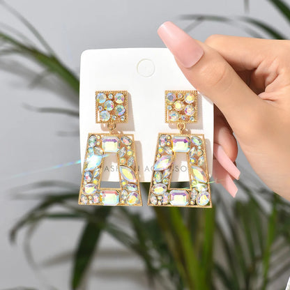 1 Pair Retro Lady Simple Style Trapezoid Plating Alloy Artificial Gemstones Drop Earrings