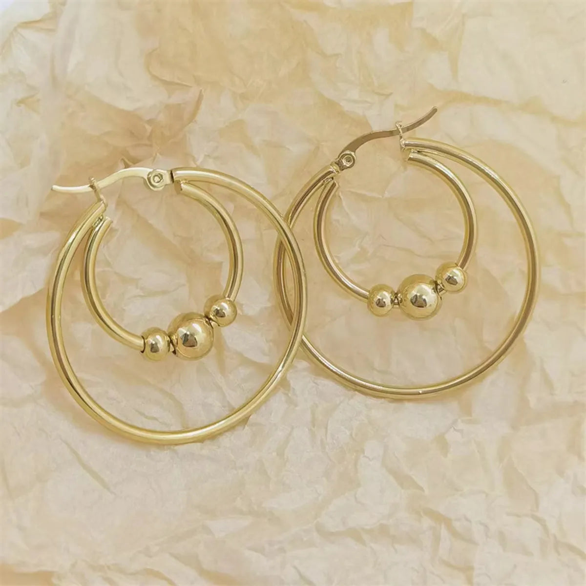 1 Pair Retro Lady Solid Color Plating Stainless Steel Hoop Earrings