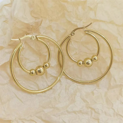 1 Pair Retro Lady Solid Color Plating Stainless Steel Hoop Earrings