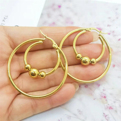 1 Pair Retro Lady Solid Color Plating Stainless Steel Hoop Earrings