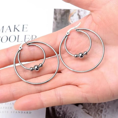 1 Pair Retro Lady Solid Color Plating Stainless Steel Hoop Earrings