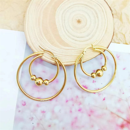 1 Pair Retro Lady Solid Color Plating Stainless Steel Hoop Earrings