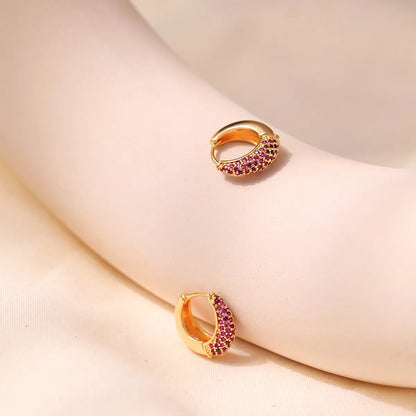 1 Pair Retro Lady U Shape Plating Inlay Brass Zircon 18k Gold Plated Earrings