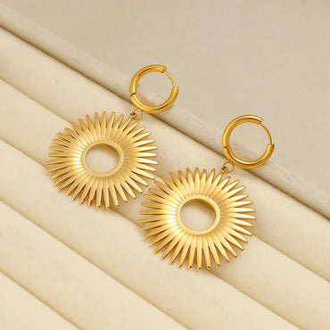 1 Pair Retro Lady Vacation Round 304 Stainless Steel 316 Stainless Steel  18K Gold Plated Drop Earrings