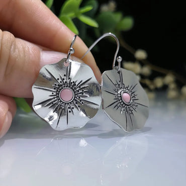 1 Pair Retro Leaf Inlay Alloy Artificial Gemstones Drop Earrings