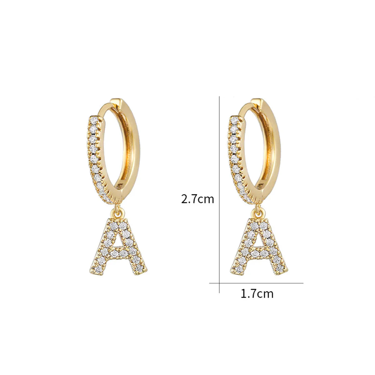 1 Pair Retro Letter Copper Inlay Zircon Drop Earrings