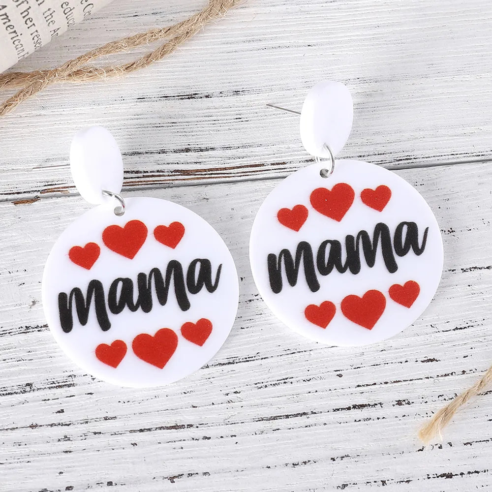 1 Pair Retro Letter Heart Shape Arylic Drop Earrings