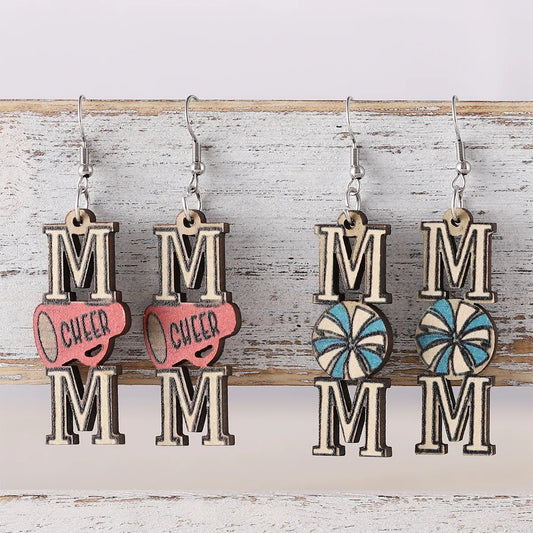 1 Pair Retro Letter Wood Drop Earrings