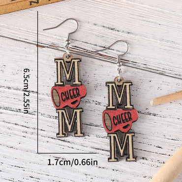 1 Pair Retro Letter Wood Drop Earrings