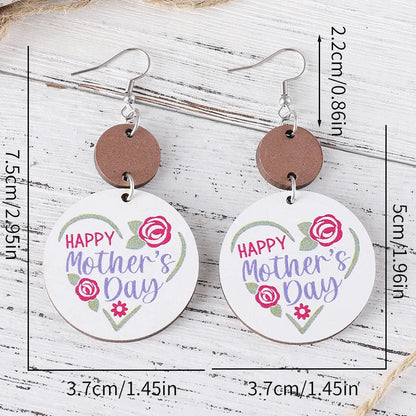 1 Pair Retro Letter Wood Drop Earrings