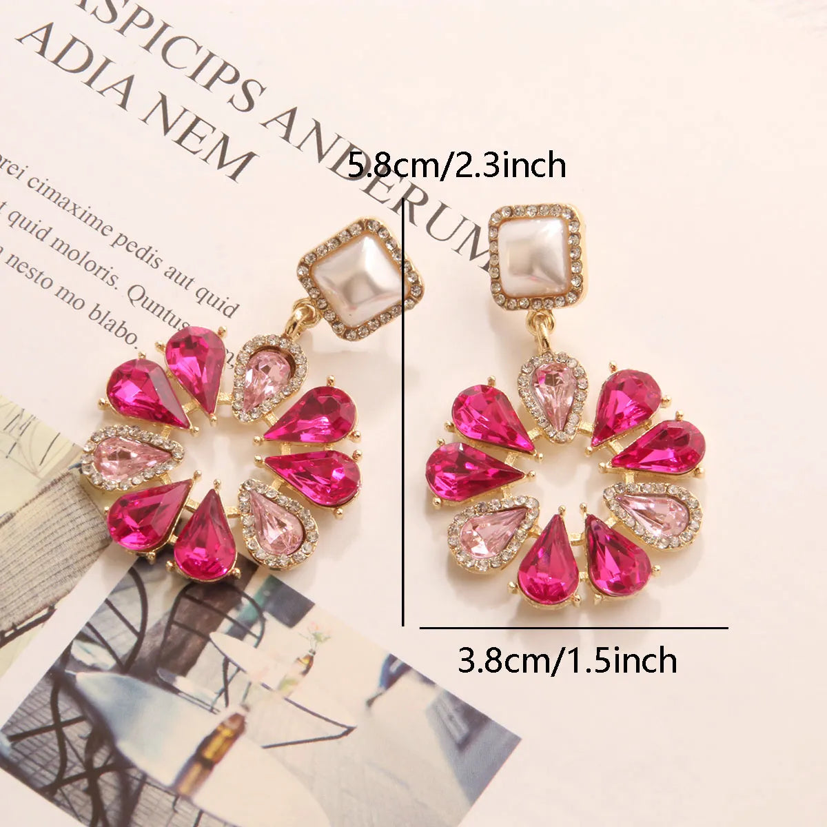 1 Pair Retro Luxurious Flower Plating Inlay Alloy Rhinestones Drop Earrings