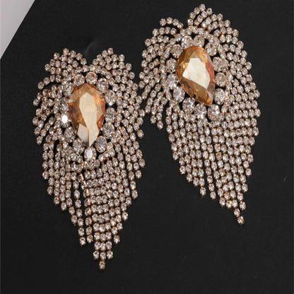 1 Pair Retro Luxurious Solid Color Plating Inlay Alloy Rhinestones Gold Plated Silver Plated Drop Earrings