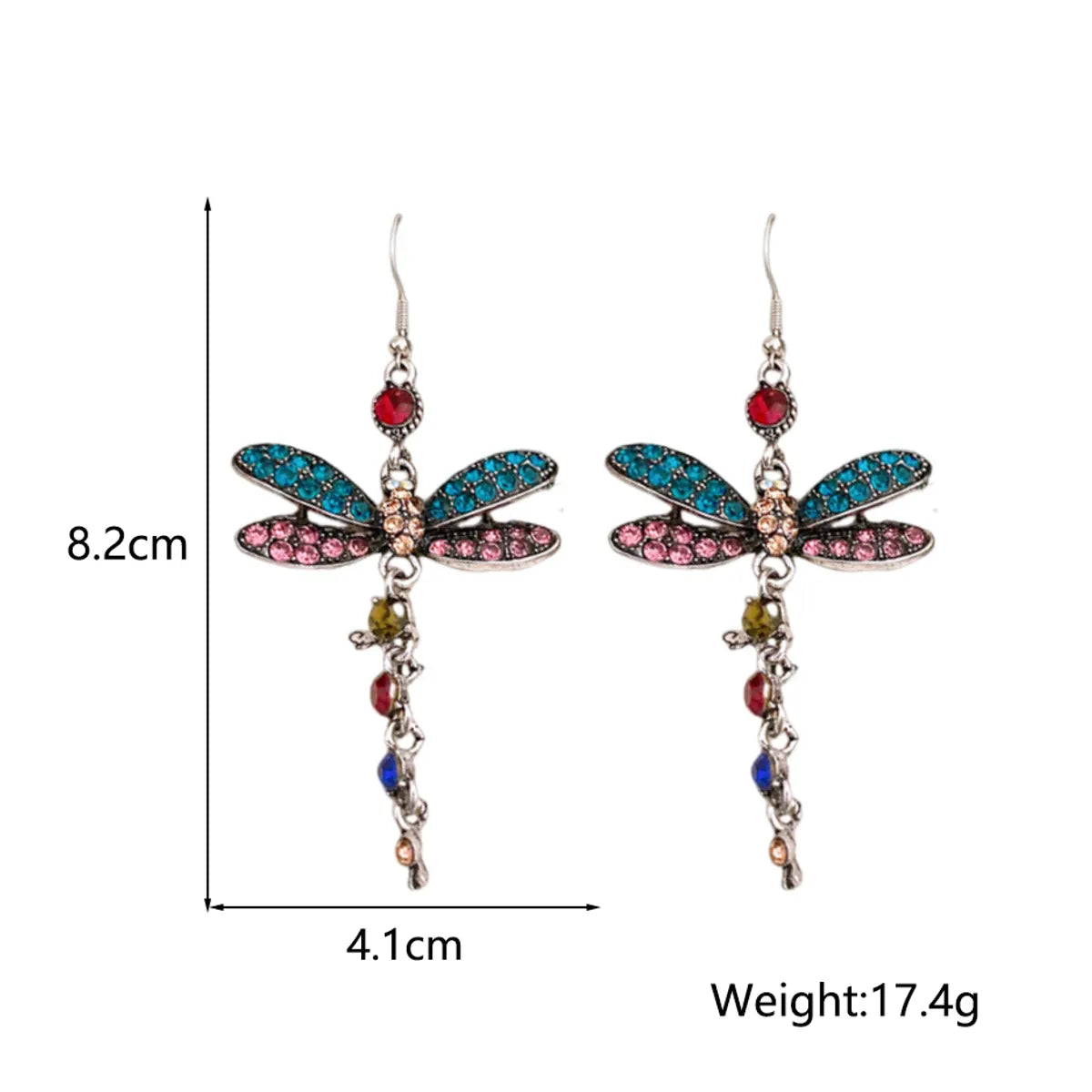 1 Pair Retro Modern Style Classic Style Dragonfly Inlay Alloy Rhinestones Drop Earrings