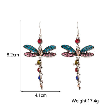 1 Pair Retro Modern Style Classic Style Dragonfly Inlay Alloy Rhinestones Drop Earrings