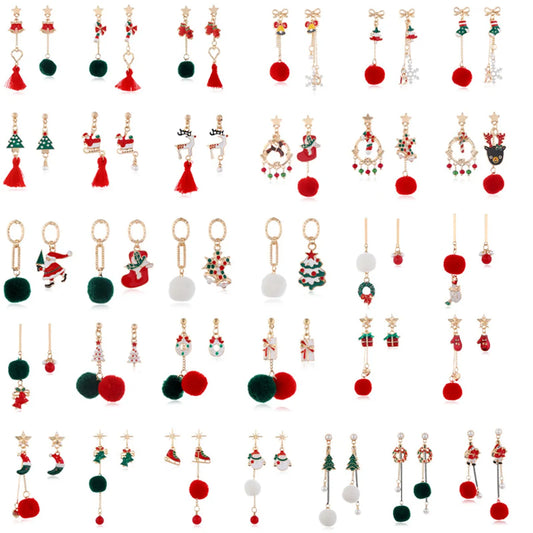 1 Pair Retro Modern Style Streetwear Christmas Hat Christmas Tree Santa Claus Enamel Alloy Drop Earrings