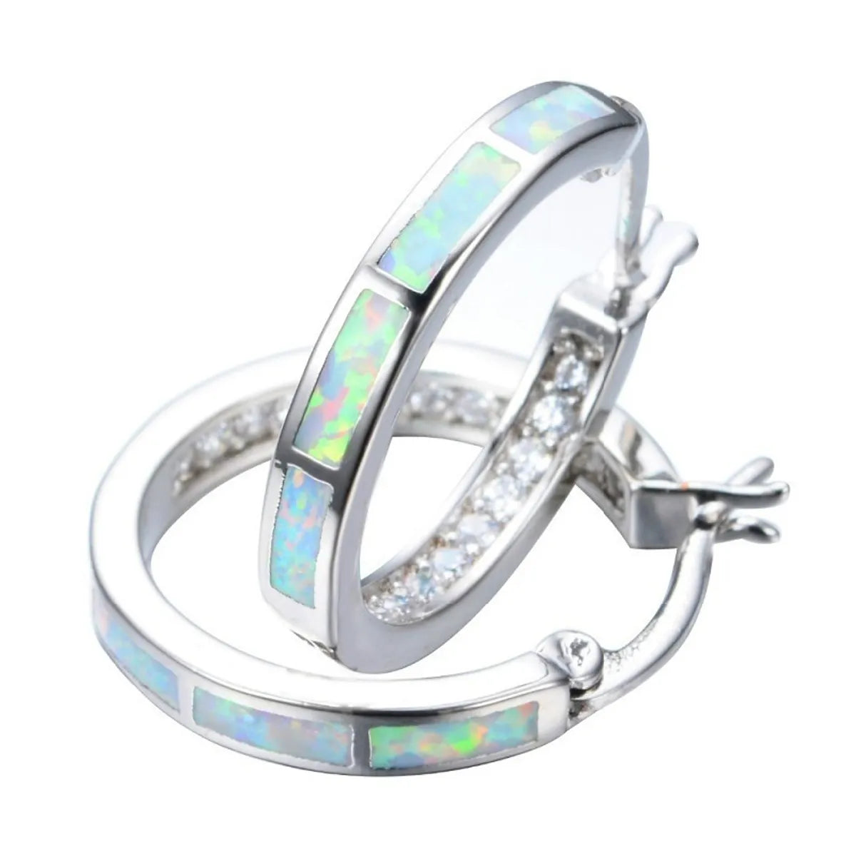 1 Pair Retro Multicolor Alloy Enamel Rhinestones Women'S Hoop Earrings