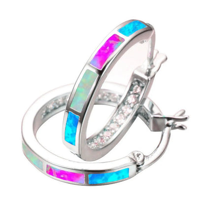 1 Pair Retro Multicolor Alloy Enamel Rhinestones Women'S Hoop Earrings