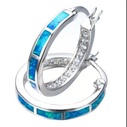 1 Pair Retro Multicolor Alloy Enamel Rhinestones Women'S Hoop Earrings