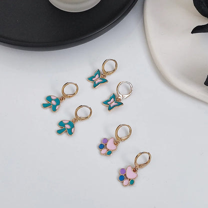 1 Pair Retro Mushroom Butterfly Alloy Drop Earrings