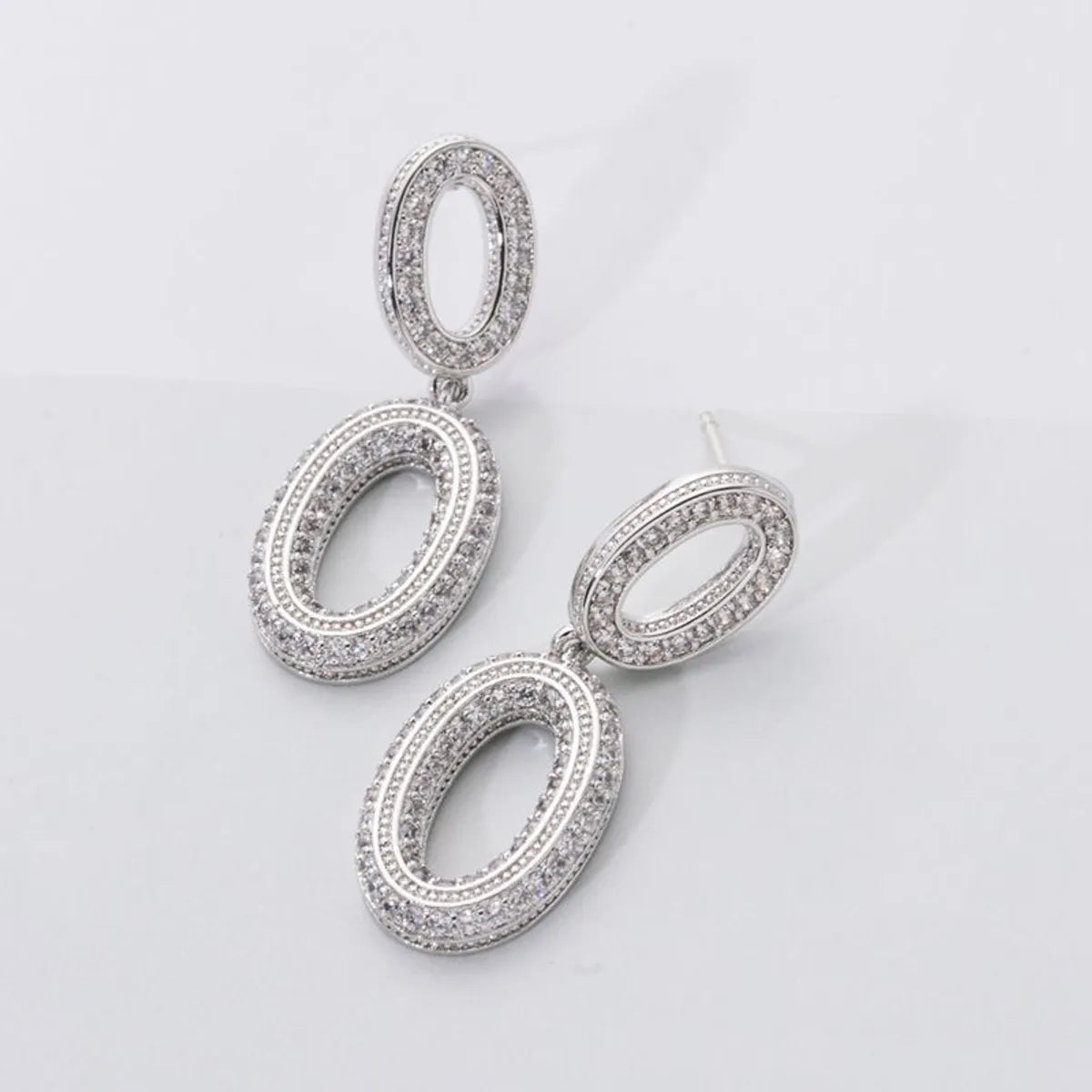 1 Pair Retro O-shape Plating Inlay Copper Zircon White Gold Plated Drop Earrings