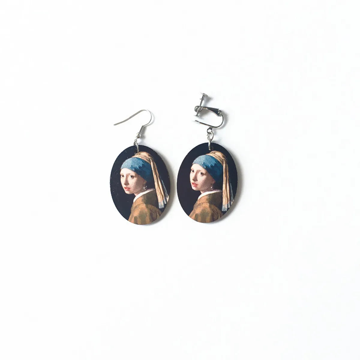 1 Pair Retro Oil Painting Wood Women's Drop Earrings