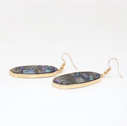 1 Pair Retro Oval Leopard Alloy Straw Inlay Pu Turquoise Shell Women's Drop Earrings