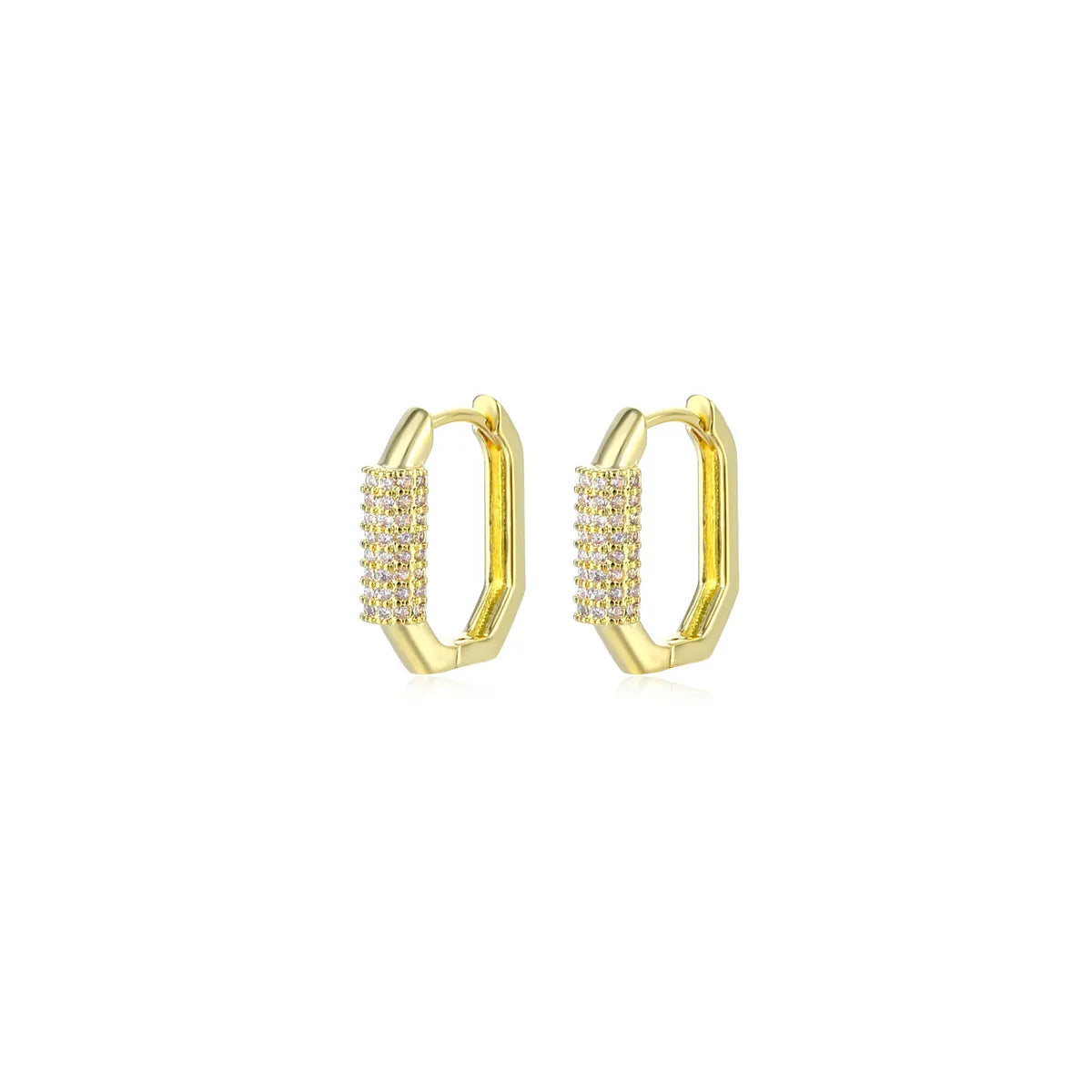 1 Pair Retro Polygon Plating Inlay Copper Zircon White Gold Plated Gold Plated Earrings