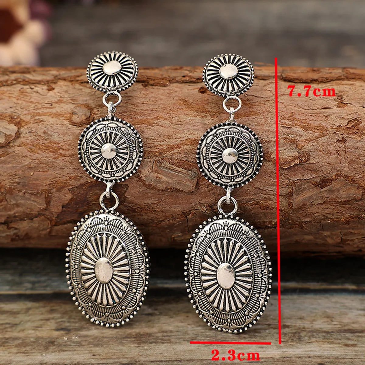 1 Pair Retro Printing Plating Alloy Drop Earrings