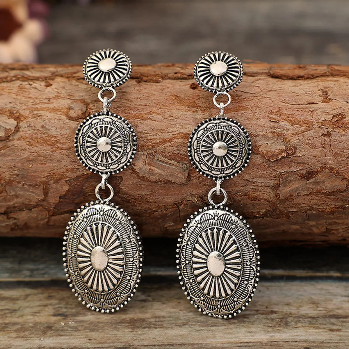 1 Pair Retro Printing Plating Alloy Drop Earrings