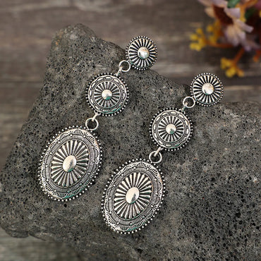 1 Pair Retro Printing Plating Alloy Drop Earrings