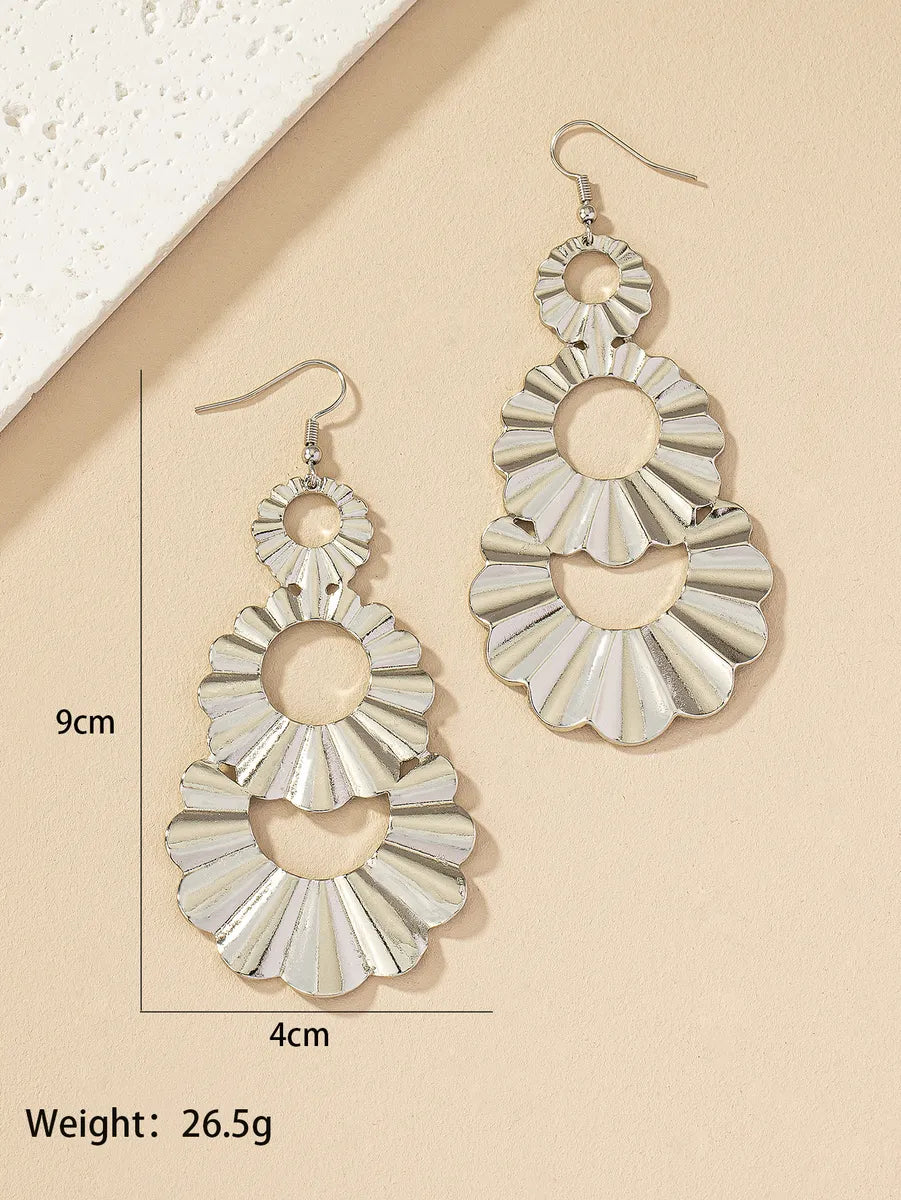 1 Pair Retro Punk Flower Plating Alloy Drop Earrings