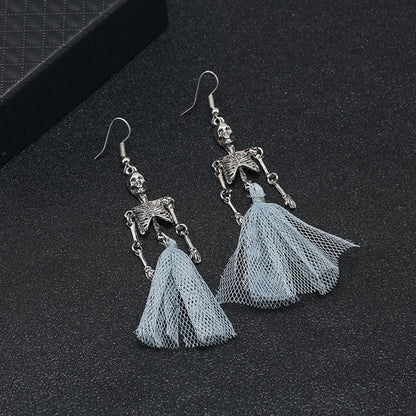 1 Pair Retro Punk Skull Plating Alloy Drop Earrings