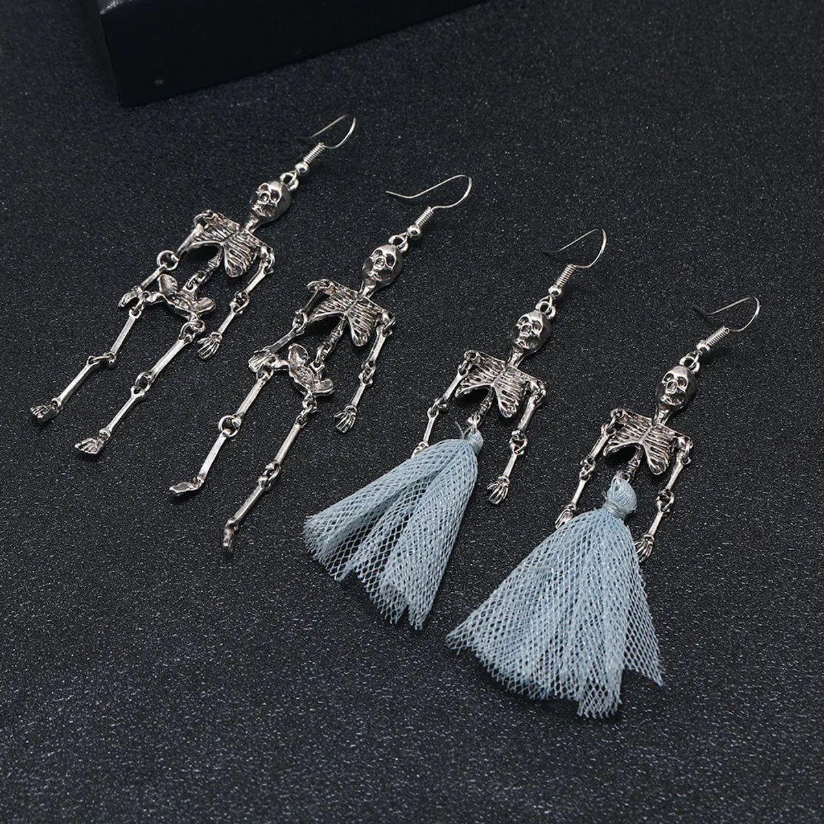 1 Pair Retro Punk Skull Plating Alloy Drop Earrings