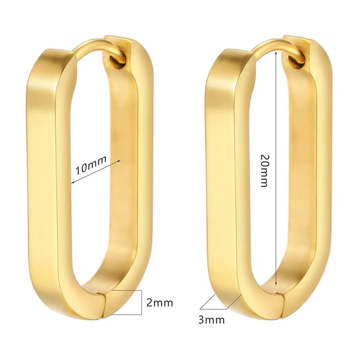 1 Pair Retro Punk Solid Color Plating Stainless Steel 24k Gold Plated Rose Gold Plated Hoop Earrings