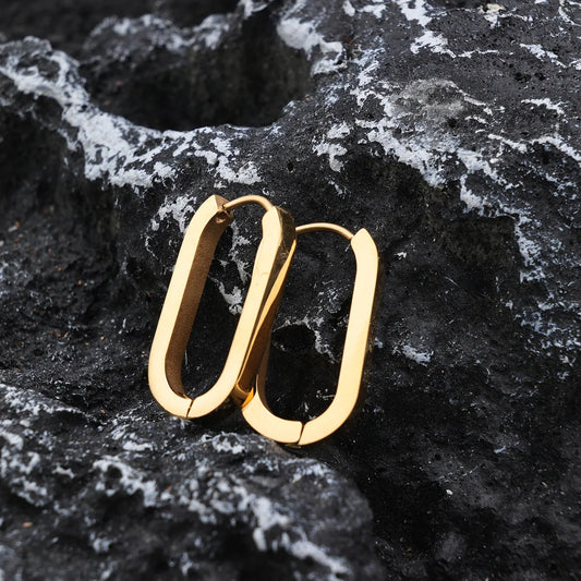 1 Pair Retro Punk Solid Color Plating Stainless Steel 24k Gold Plated Rose Gold Plated Hoop Earrings