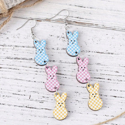 1 Pair Retro Rabbit Wood Drop Earrings