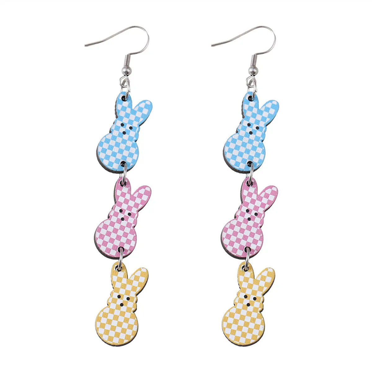 1 Pair Retro Rabbit Wood Drop Earrings