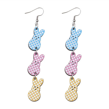 1 Pair Retro Rabbit Wood Drop Earrings