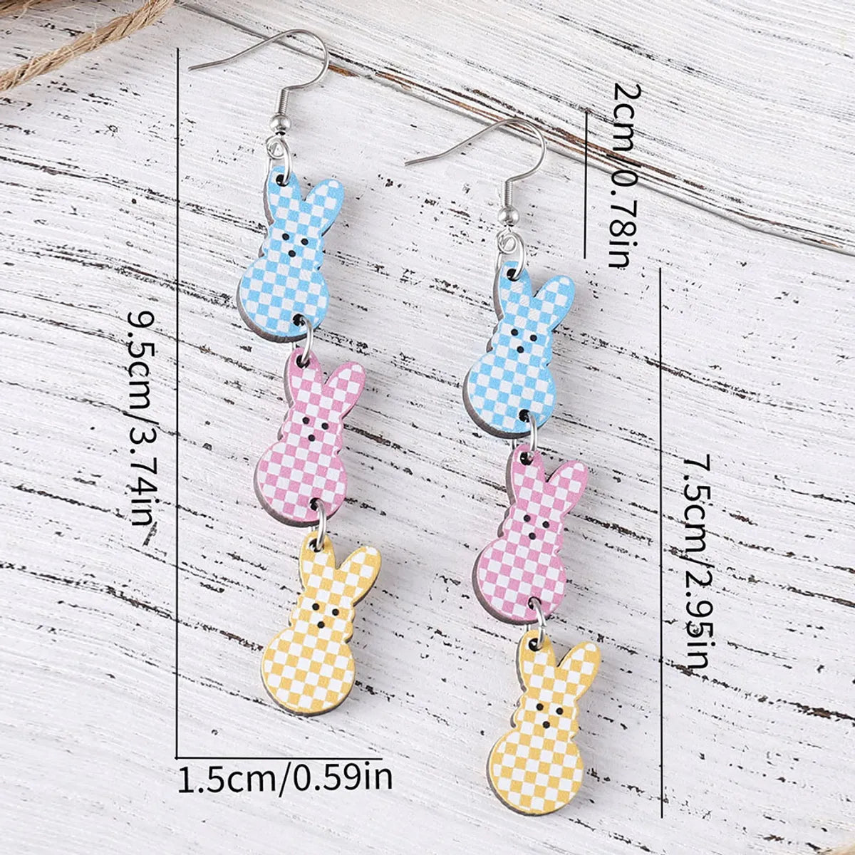 1 Pair Retro Rabbit Wood Drop Earrings