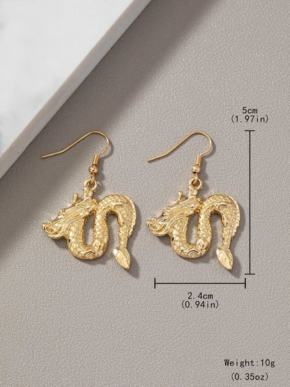 1 Pair Retro Rock Artistic Dragon Alloy Zinc Drop Earrings