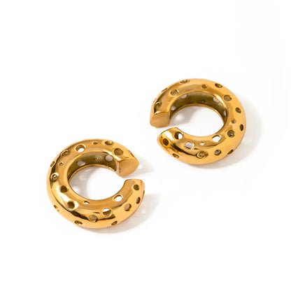 1 Pair Retro Roman Style C Shape 304 Stainless Steel 18K Gold Plated Ear Studs