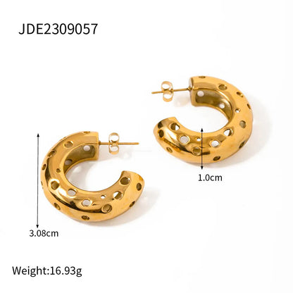 1 Pair Retro Roman Style C Shape 304 Stainless Steel 18K Gold Plated Ear Studs