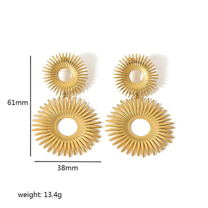 1 Pair Retro Roman Style Circle Plating Stainless Steel 18k Gold Plated Drop Earrings