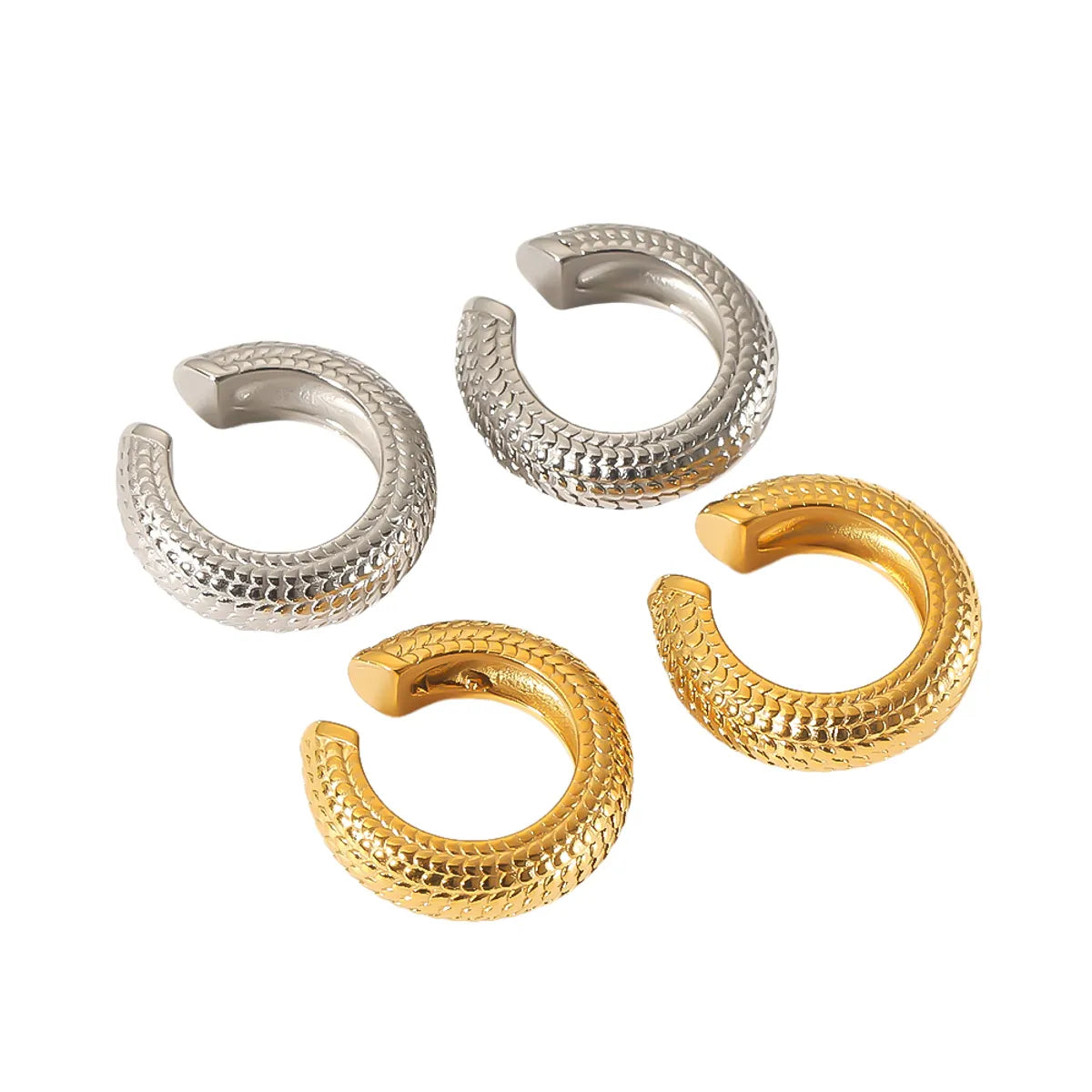 1 Pair Retro Roman Style Circle Snakeskin Polishing Plating Stainless Steel 18k Gold Plated Ear Cuffs