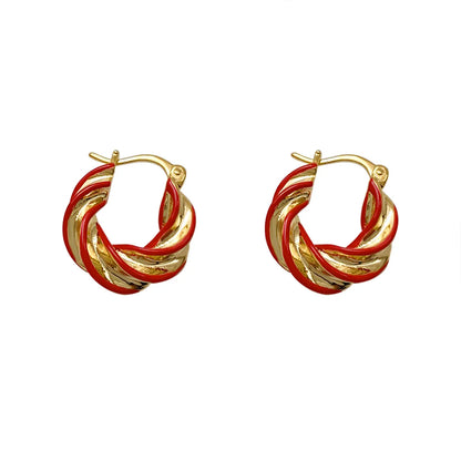 1 Pair Retro Roman Style Geometric Plating Copper Earrings