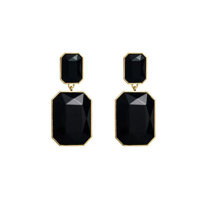 1 Pair Retro Roman Style Geometric Plating Inlay Titanium Steel Zircon 18k Gold Plated Drop Earrings