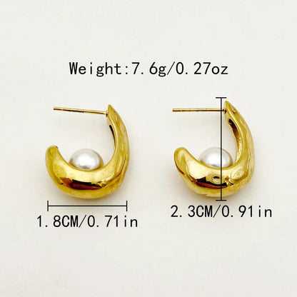 1 Pair Retro Roman Style Pearl Plating Stainless Steel Gold Plated Ear Studs