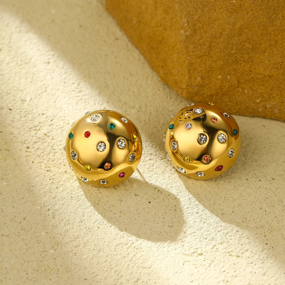 1 Pair Retro Round 304 Stainless Steel Ear Studs