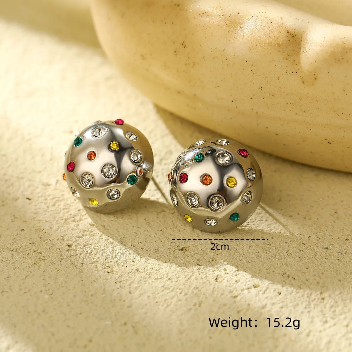 1 Pair Retro Round 304 Stainless Steel Ear Studs